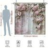 1pz Tenda da Doccia Rosa Antica - Perline Delicate e Foglie Verdi, Poliestere Beige Texturizzato, Lavabile, Elegante Decorazione per Bagno
