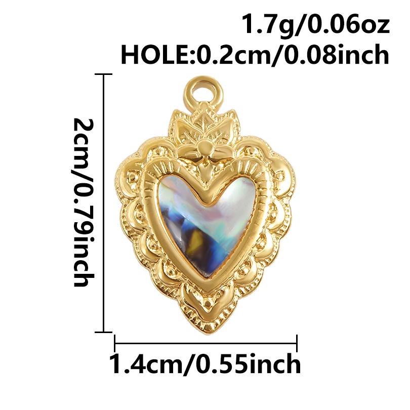 High Quality 304 Stainless Steel Sun Heart Abalone Shell Pendant For Jewelry Making Supplies Enamel Charm Golden DIY Accessories