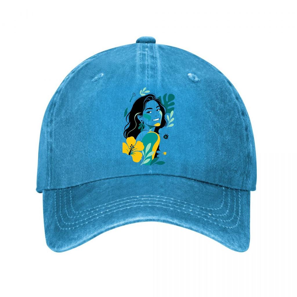 Vibrant Feminine Pop Portrait Bloom  New Vintage Washed Cotton Baseball Cap Sun Hats