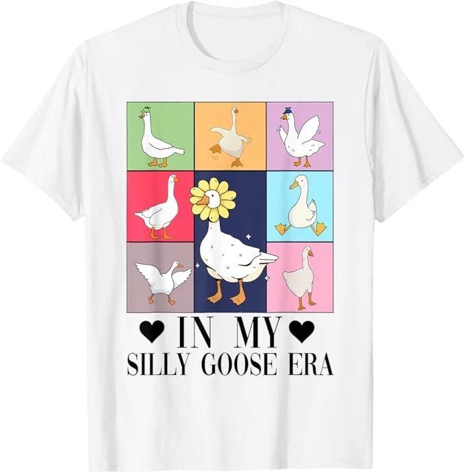 Retro In My Silly Goose Era Funny Animal Lover T-Shirt M