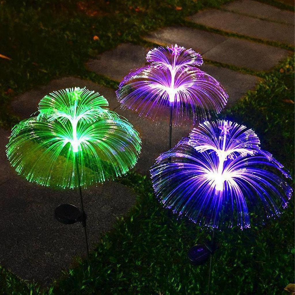 Color-Changing Solar Fiber Optic Jellyfish Lights for Outdoor Courtyard