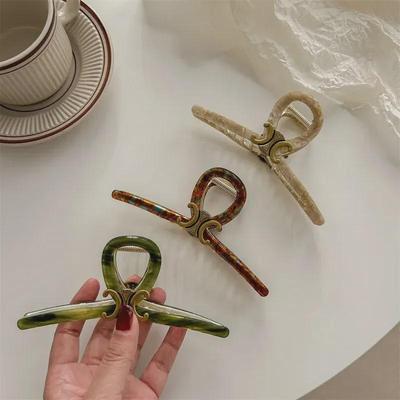 Eleganta lielizmēra retro acetāta matu sprādze: Izsmalcināts korejiešu haizivju klips sievietēm