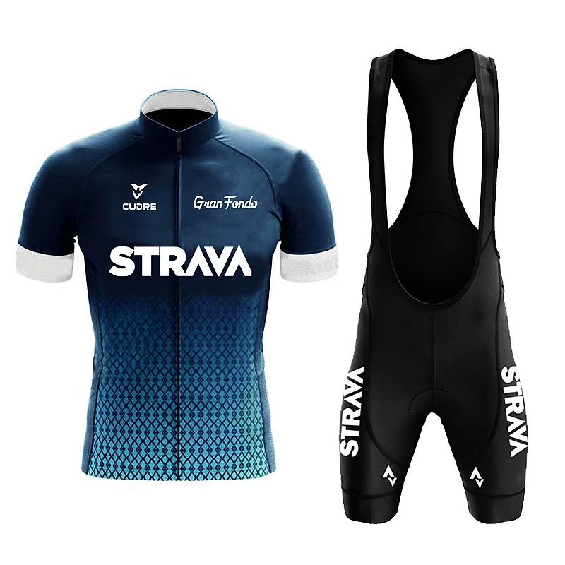 

2026 Strava Cycling Jersey Set Mens Bib Shorts Bicycle Short Sleeve Cycling Clothing Bike Maillot Ciclismo Hombre Black Sets For MTB XXL