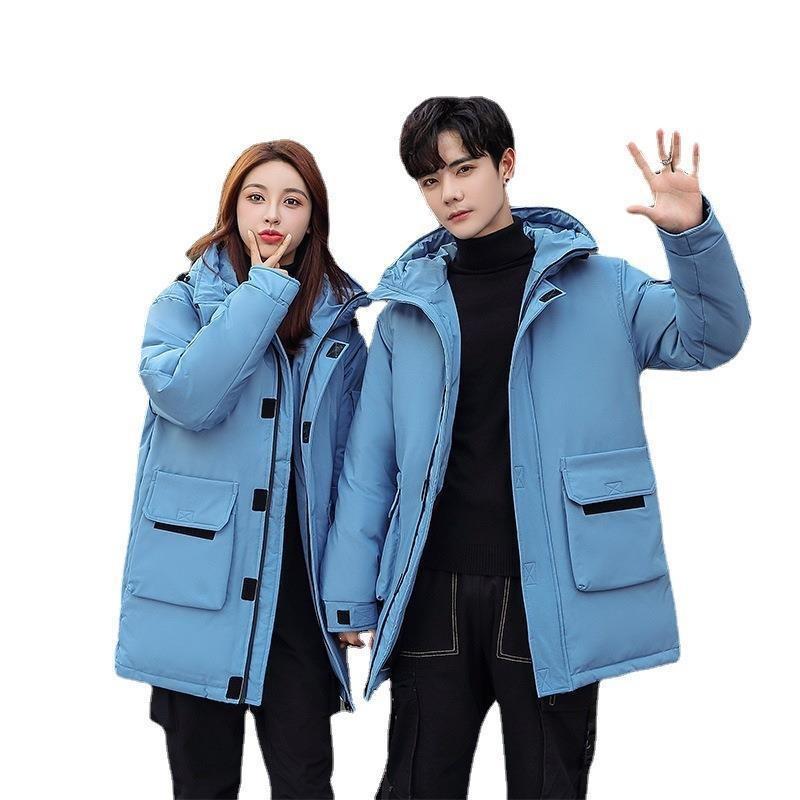 New men's and women's winter clothes men's and women's winter thickened hooded tooling style long coat tide