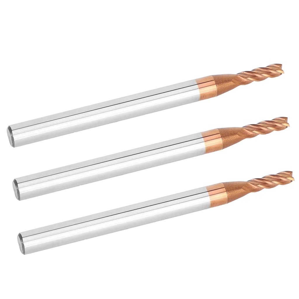 3Pcs Metal End Mill Router 4 Fultes Tungsten Steel Industrial Supplies D2.5 X 8 X 4D X 50L X 4F