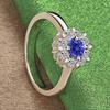 New 925 Sterling Silver Shiny Noble Round Blue Zircon Ring For Women Luxury Party Birthday Engagement Wedding Charm Jewelry Gift
