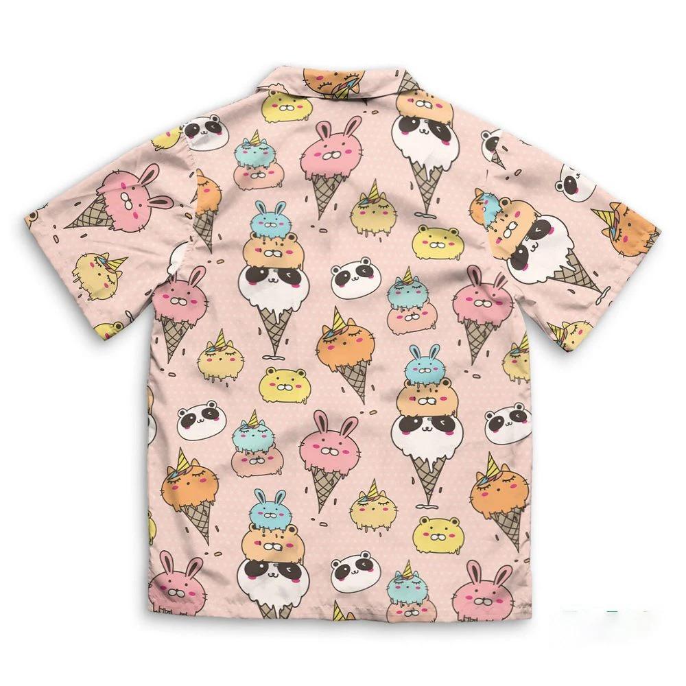 Ice Cream 3D Print Sports Quick-dry MenShirts Outdoor Travel Casual Loose Hawaiian Seaside Couple Short Sleeve Top Summer