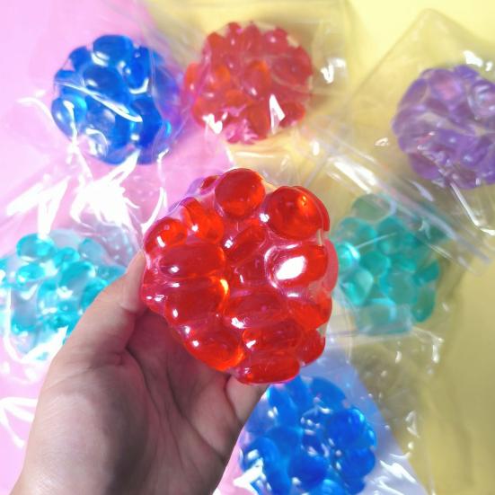 Balle Anti-Stress Croquante Remplie de Billes Soulagement de l'Anxiété Formable Balle à Presser Jouet Sensoriel Portable Voyage Moulable Balle Transparente Pincer Jouet Fidget