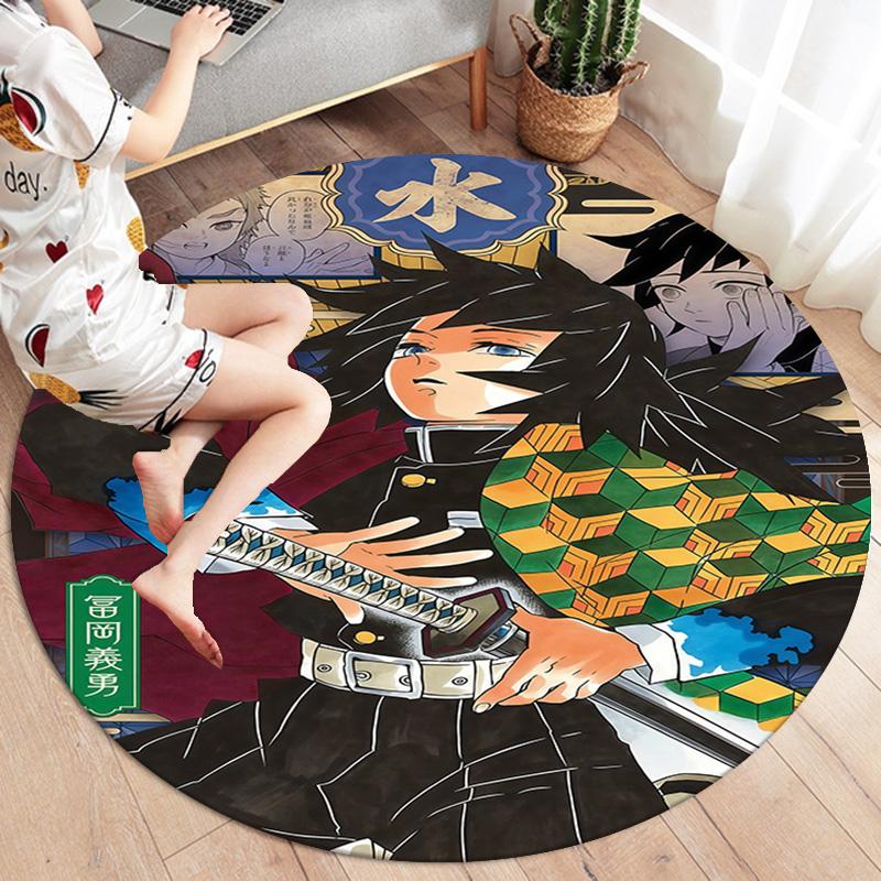 Tappeto Rotondo Demon Slayer Tappeto Tappeto Per Soggiorno Camera Da Letto Divano Sala Giochi Decorazione Tappetino Antiscivolo