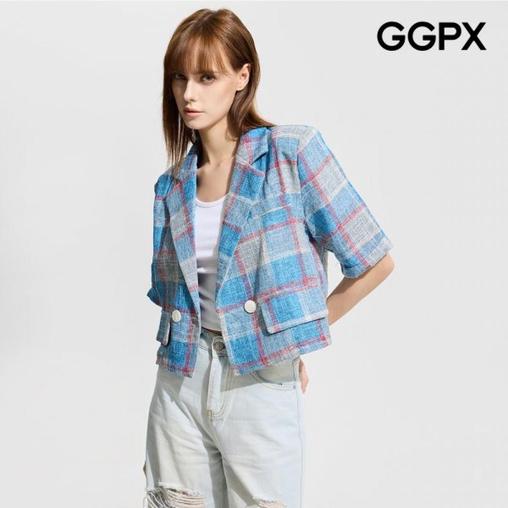 Check Crop Summer Jacket Gp5jk001f Blue/F