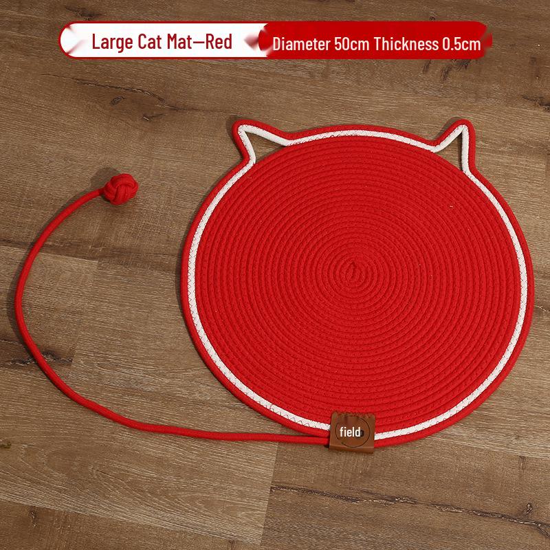 Wear-Resistant Woven Cat Scratching Mat with Self-Entertainment Ball, Cooling Mat, and Sleeping Area