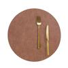 Vintage Style Double-Sided PVC Leather Placemat Round Faux Leather Heat-Resistant Waterproof Cup Plate Mat