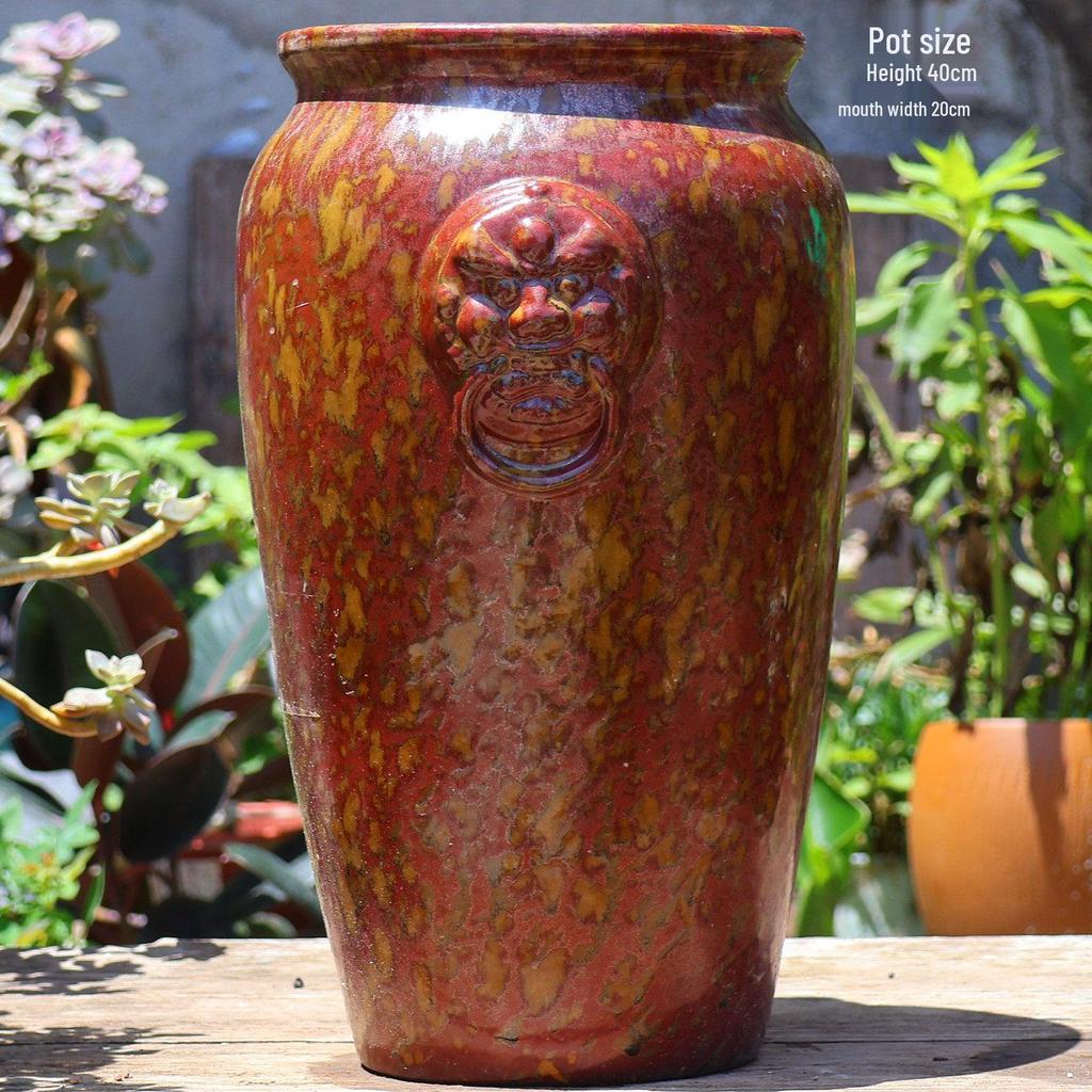 Large Retro Handmade Ceramic Flower Vase - No Hole, Indoor Use, Tall Cylindrical Pot for Flower Arrangements
