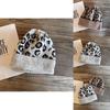 Leopard Print Knit Hat For Women Winter Warmth Breathability Fashionable Gift For Teens