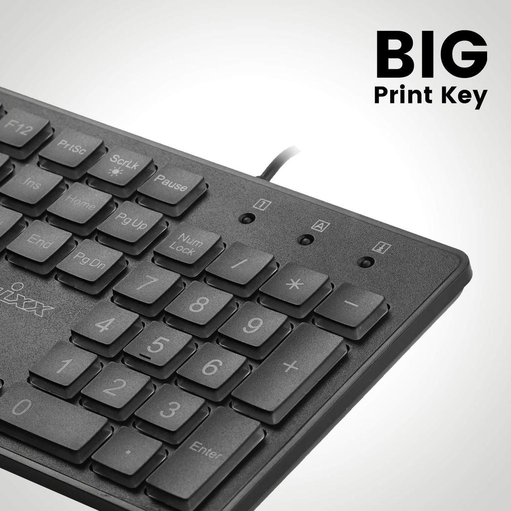 Perixx Backlit USB Large Print Key English Official Warranty PERIBOARD-317 Keyboard, Wired, Backlit, Connection, Easy-to-read Tops, Layout, (Square