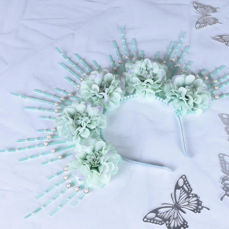 Charming Flower Crowns Headpiece Traditional Chinese Flowers Hair Accessory Eye Catching Floral Headband Ornament