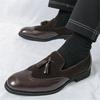 Designer New Men's Pointed Suede Leather Mixed Patchwork Wedding Dress Brogues Shoes Male Tassels Loafers Zapatos Hombre