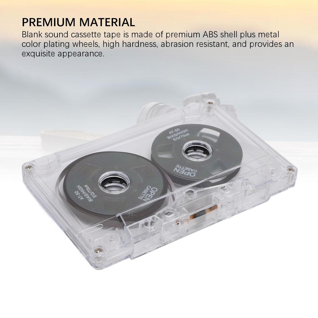 Blank Cassette Normal Bias Open Reel Sound Recording Portable In a Clear Box with Perfect for Recording and Music Tape, 50-minute Tape, Paper, Rock,