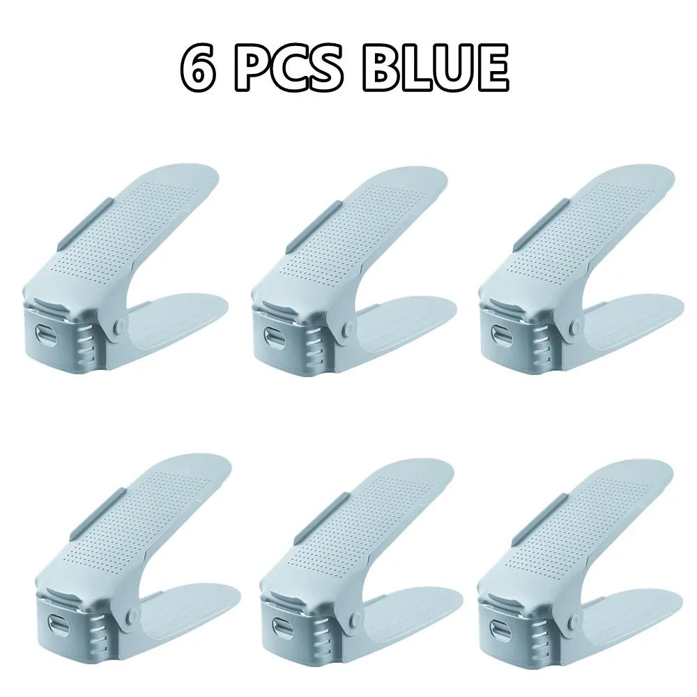 1/6Pcs Durable Adjustable Shoe Organizer Footwear Support Slot Space Saving Cabinet Closet Stand Shoes Storage Rack Shoebox