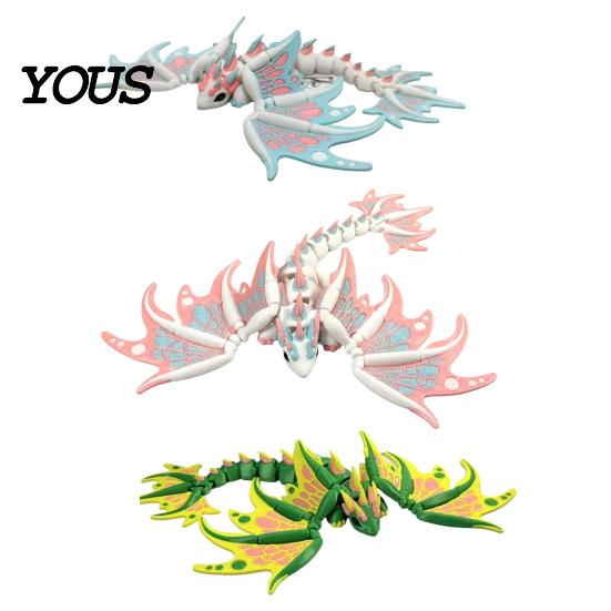 Smooth Texture Figurines 3D Printed Dragon Butterfly Figurine, Articulated Desk Decor, Cute Decorative Sculpture Shelf Ornament, Stress Relief