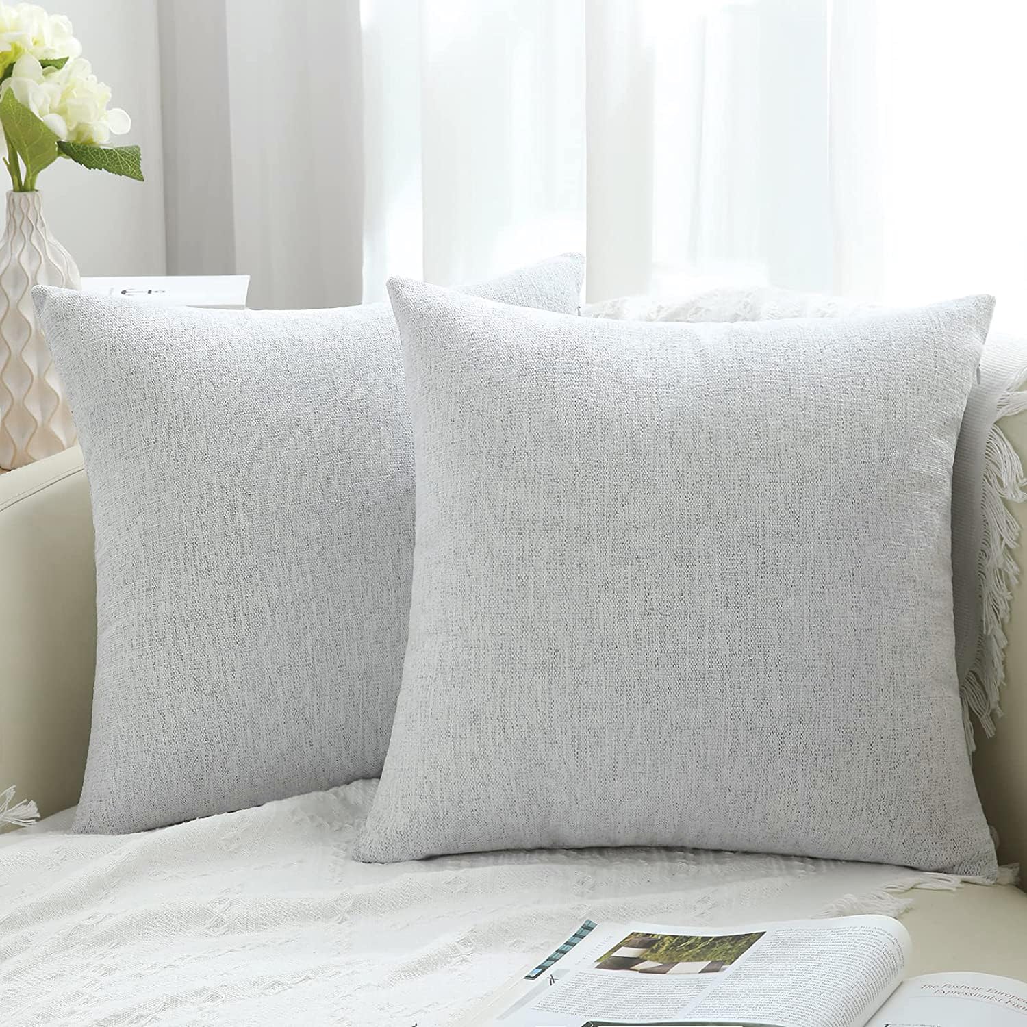 Housse de coussin Homaxy en chenille 45x45cm Housse de coussin décoratif Douce Housse de coussin de luxe Pour canapé Salon Housse de coussin décorative 40x40 12x20inch(30x50cm)