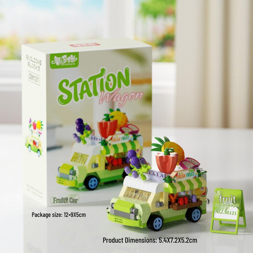 Fun Street Scene Trolley Model Toy: Interactive Building Blocks Car Display Ornament for Men & Women