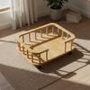 Wooden Pet Bed with Raised Fence, Breathable, Elevated Sofa Made of