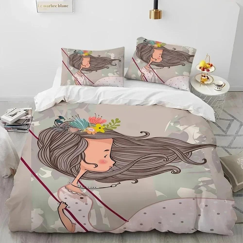 3D Print Cartoon Cute Ballet Girl Ballerina Comfortable Duvet Quilt Cover Pillowcase Bedding Set Bedroom Decoration Home Textile