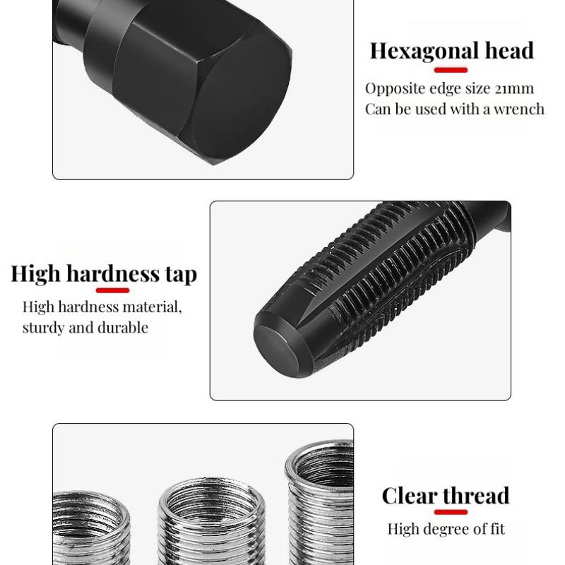 14mm Car Cylinder Head Tap Spark Plug Rethreading Helicoil Thread Repair Tool Kit Spark-plug Hole Sleeve for Repair Parts