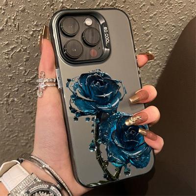 Luxury Ice Blue Rose IMD Case For Samsung Galaxy A14 A34 A13 A23 A33 A52 S24 S23 S22 S21 Ultra Plus S20 FE Shockproof Back Cover