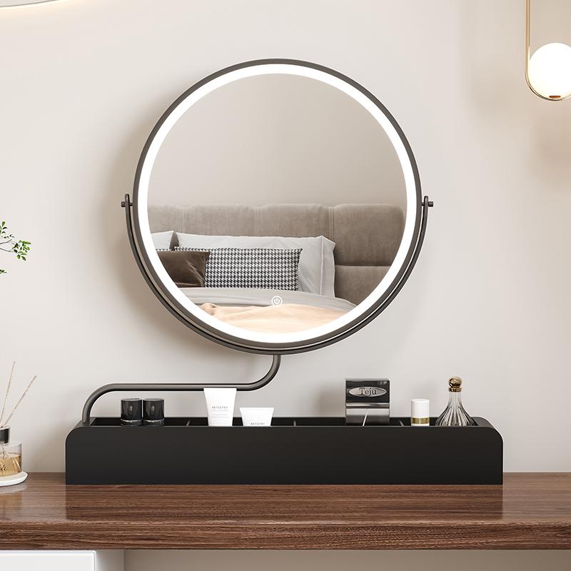 dressing table, storage box mirror, light luxury, rotatable, stretchable desktop makeup mirror integrated