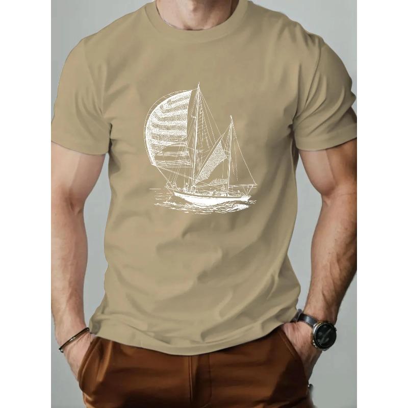 Summer Men's 100% Pure Cotton Casual Loose Plus Size Paris French Printed Sports Comfortable Round Neck Short Sleeved T-shirt