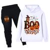 PB1649 Kids Boys Girls Halloween Ghost Printed Long Sleeves Hoodie Trousers Sets