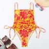 New One-piece Swimsuit Printed Vacation Wind Drawstring Slim Sexy Bikini One-piece Swimsuit