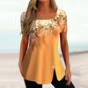Women's Printing Square Neck Button Short Sleeve Bottom T-shirt Top