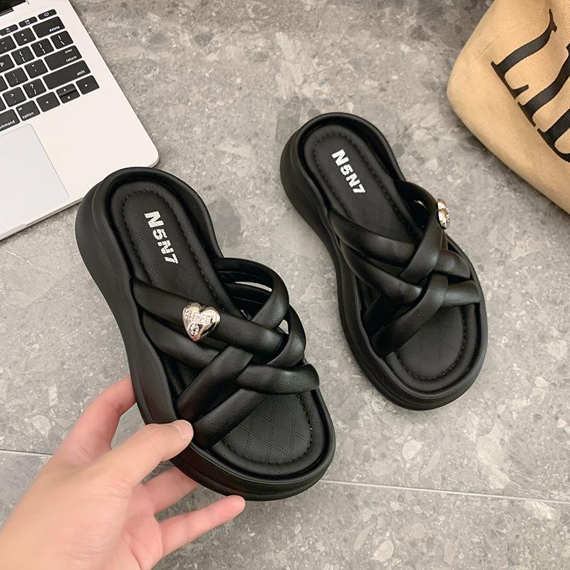 

2024 летние повседневные модные однотонные туфли на плоской подошве с круглым носком, женские удобные нескользящие женские тапочки с открытым носком и металлическим декором 39 чёрный