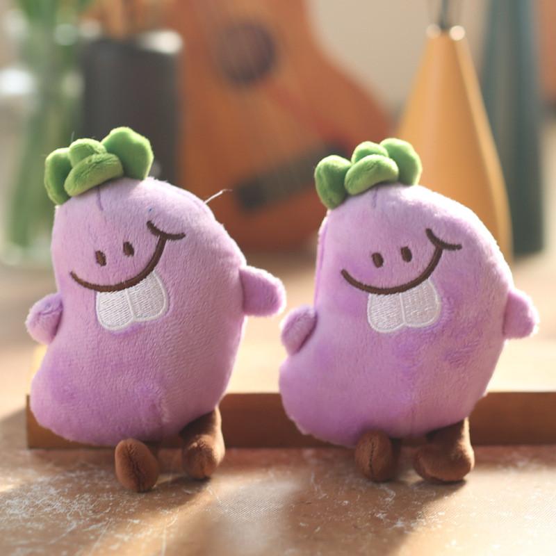 Miniature Eggplant Vegetable Plush Keychain Pp Cotton Stuffed Gift For Teens