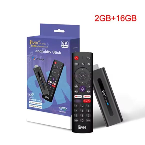 

Android 14.0 TV Stick 8K WiFi6 2.4/5G Smart TV Stick 2 ГБ 16 ГБ сетевой медиаплеер TV Dongle для YouTube Google NETFLIX