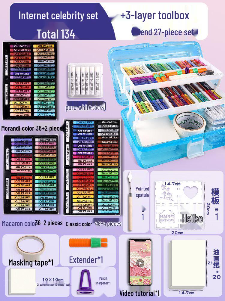 Super Soft Oil Pastel Set with Brush & Scraper Tools - Perfect Crayons for Kids' Birthday Gifts & DIY Projects