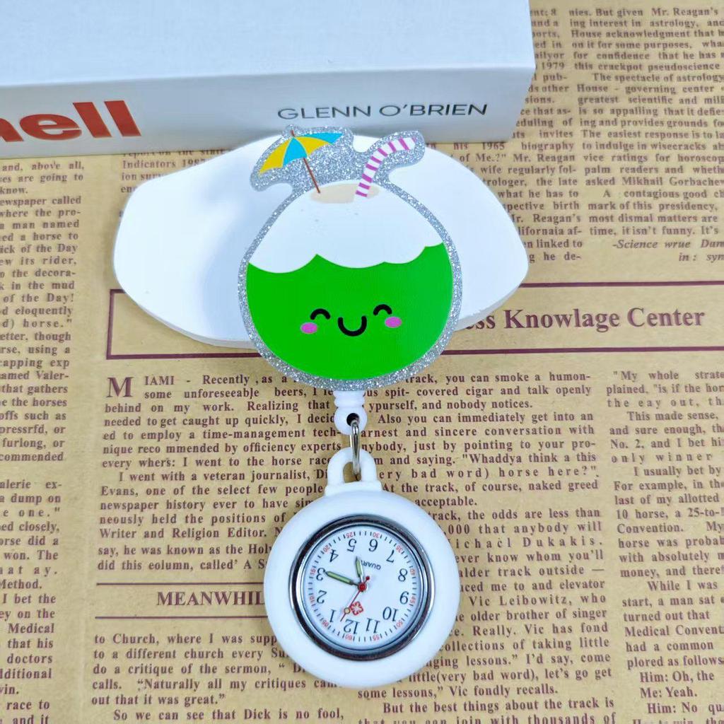 Shiny Cartoon Nurse & Doctor Badge Reel with Retractable PVC Pocket Watch Clip