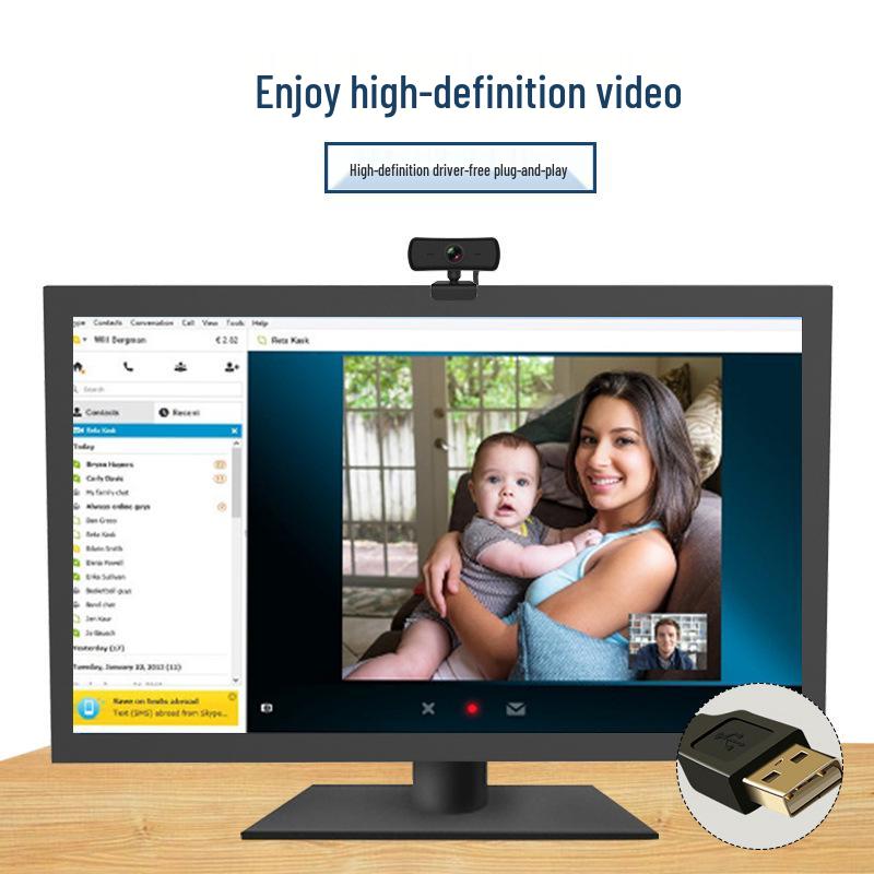 2K HD 1080p Webcam with Built-in Microphone, 4MP, Driver-Free for Live Streaming