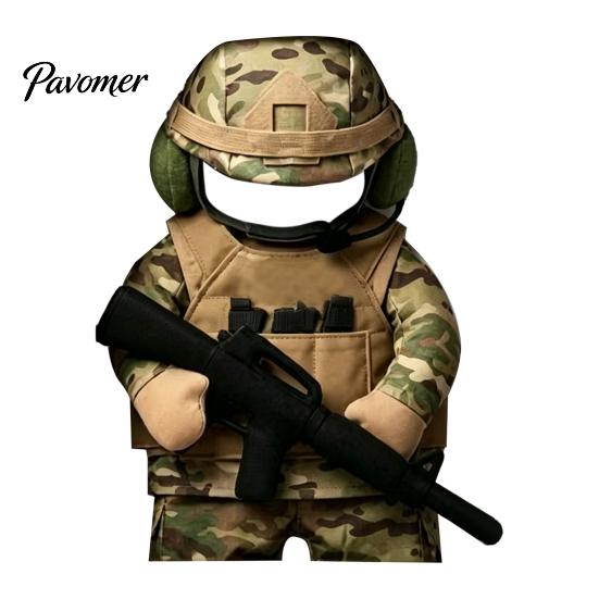 Doggy Hero Costume Dog Tactical Soldier Costume, Halloween Military Pet Outfit, Harness Gift for Lovers Uniform with Hat, Funny Cosplay Outfit