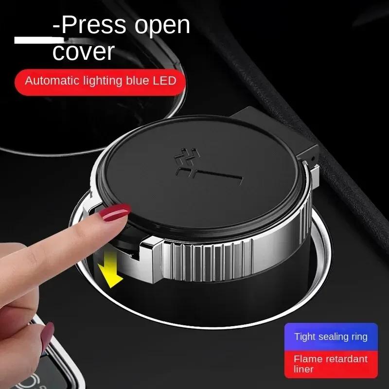 Car Ashtray Creative Personality Car Ashtray with Lid LED Light Dual Use In Car and Home Ashtray