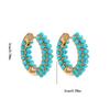 Fashion Round Beads Hoop Earrings for Women Trendy Geometric Circle Green Stone Earrings Huggies Jewelry 2022 New