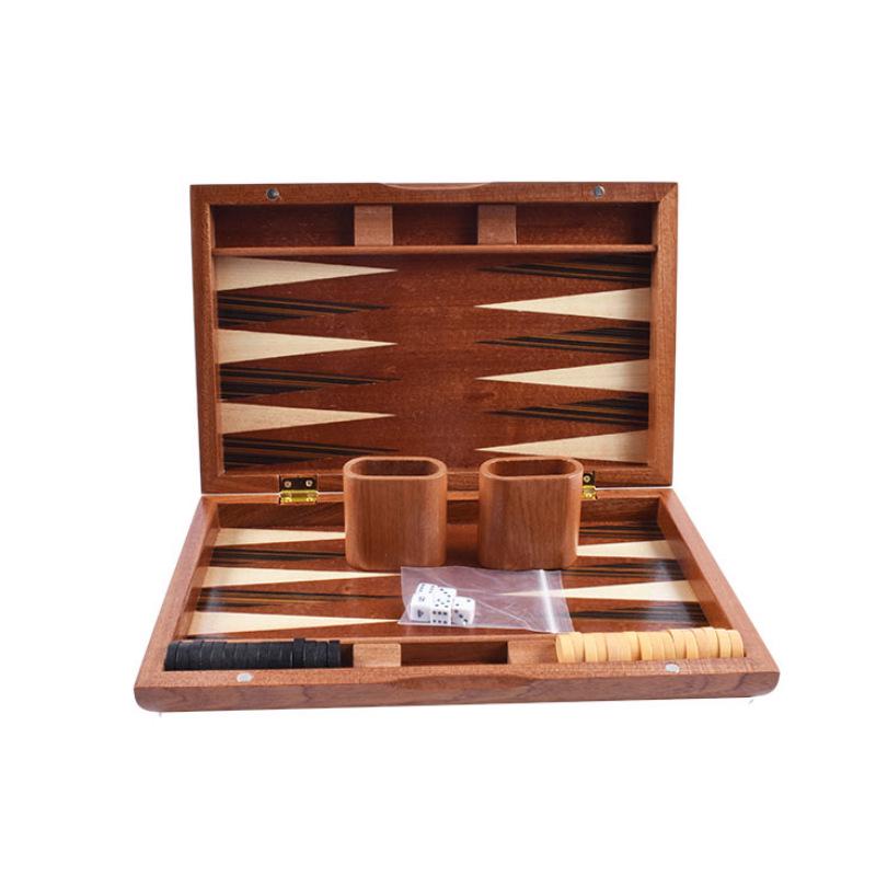 High-End Wooden Backgammon and Baccarat Card Set In Solid Wood Box