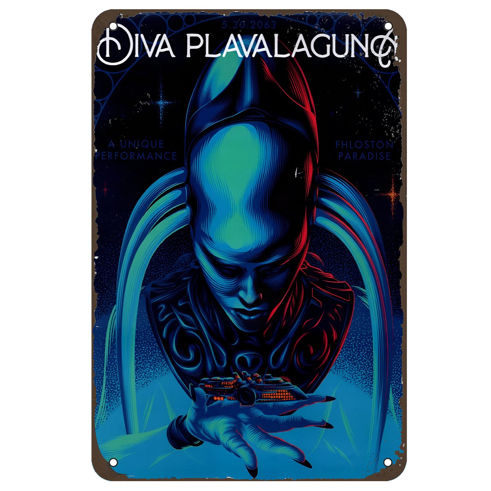 

Diva Plavalungung Metal Tin Sign The Fifth Element Inspired Retro Futuristic Wall Art for Clubs Cafes Restaurants Billi 20x30cm（7.8x11.8inch）