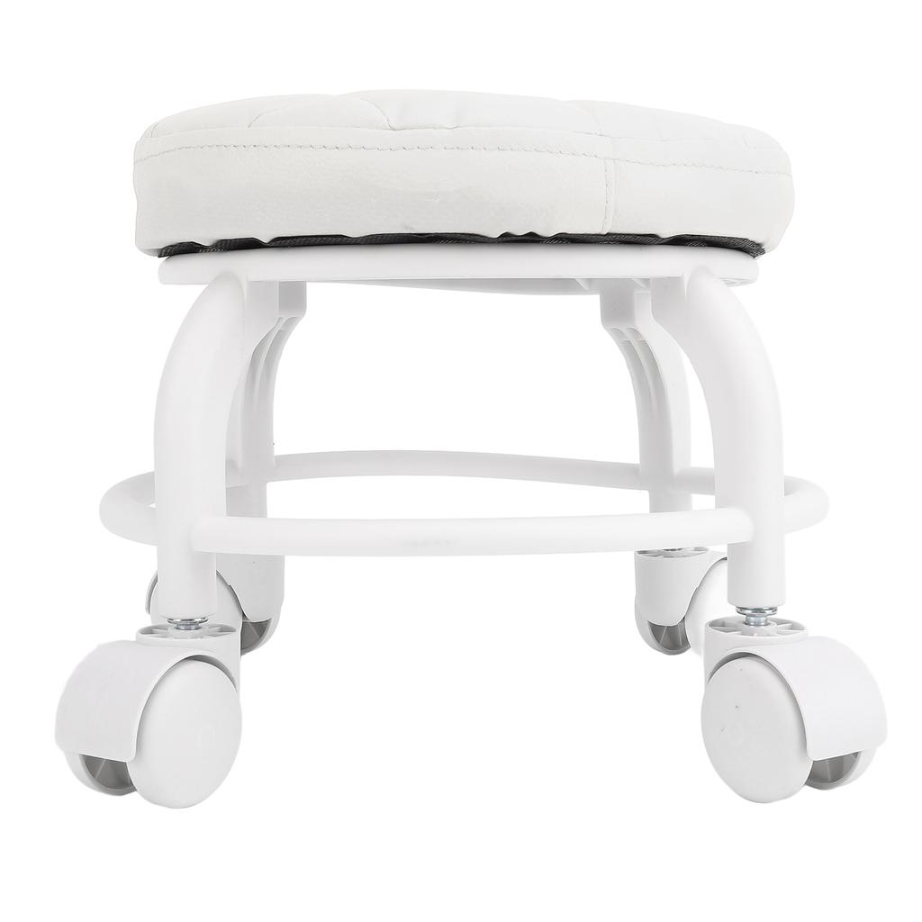 Low Roller Seat PU Leather Low Stool Mute Wheel Swivel Low Height Round Roller Chair for Home