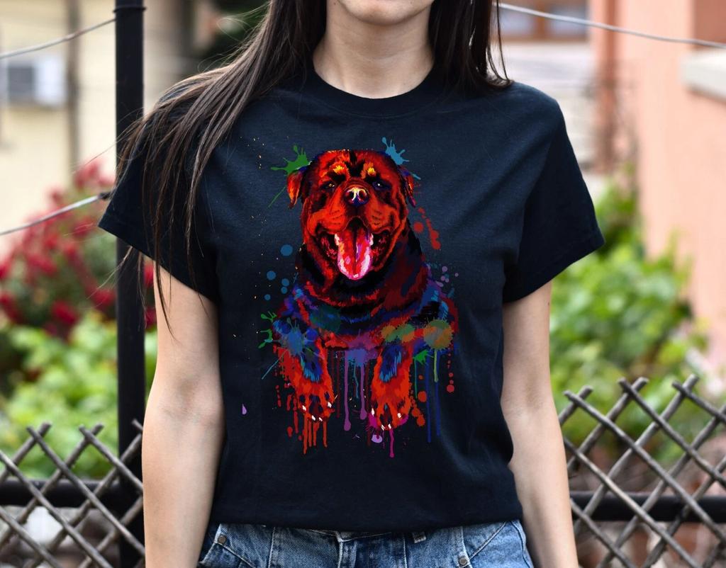 Watercolor Rottweiler dog Unisex shirt S-2XL black navy dark heather