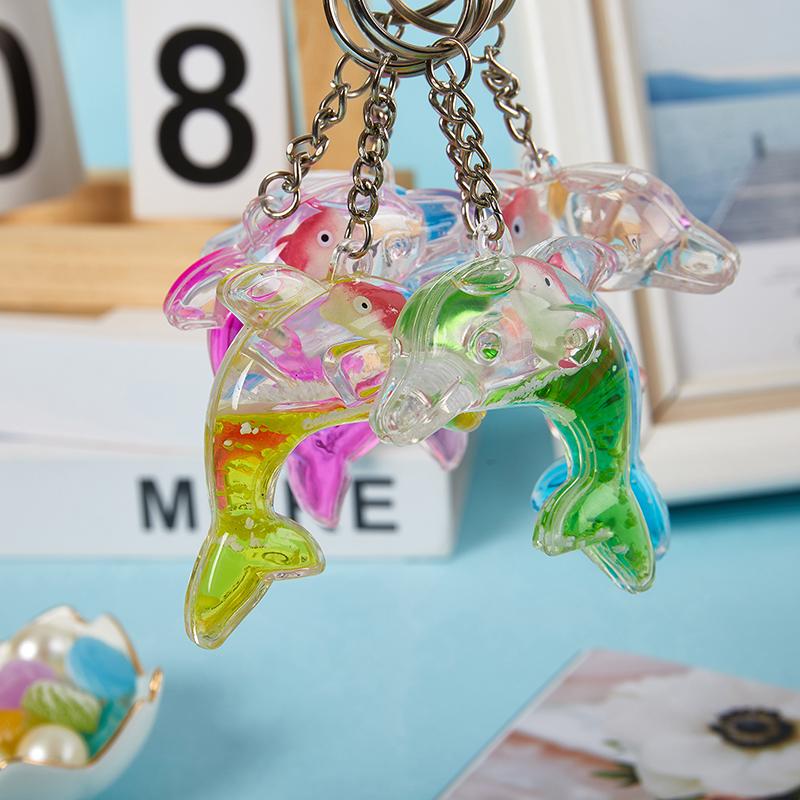 Kawaii Delphin Schlüsselanhänger für Autoschlüssel, schwimmende Flüssigkeit, süßer Wal, Ozean-Anhänger, Zubehör, Schlüsselanhänger, Damen, Taschenanhänger