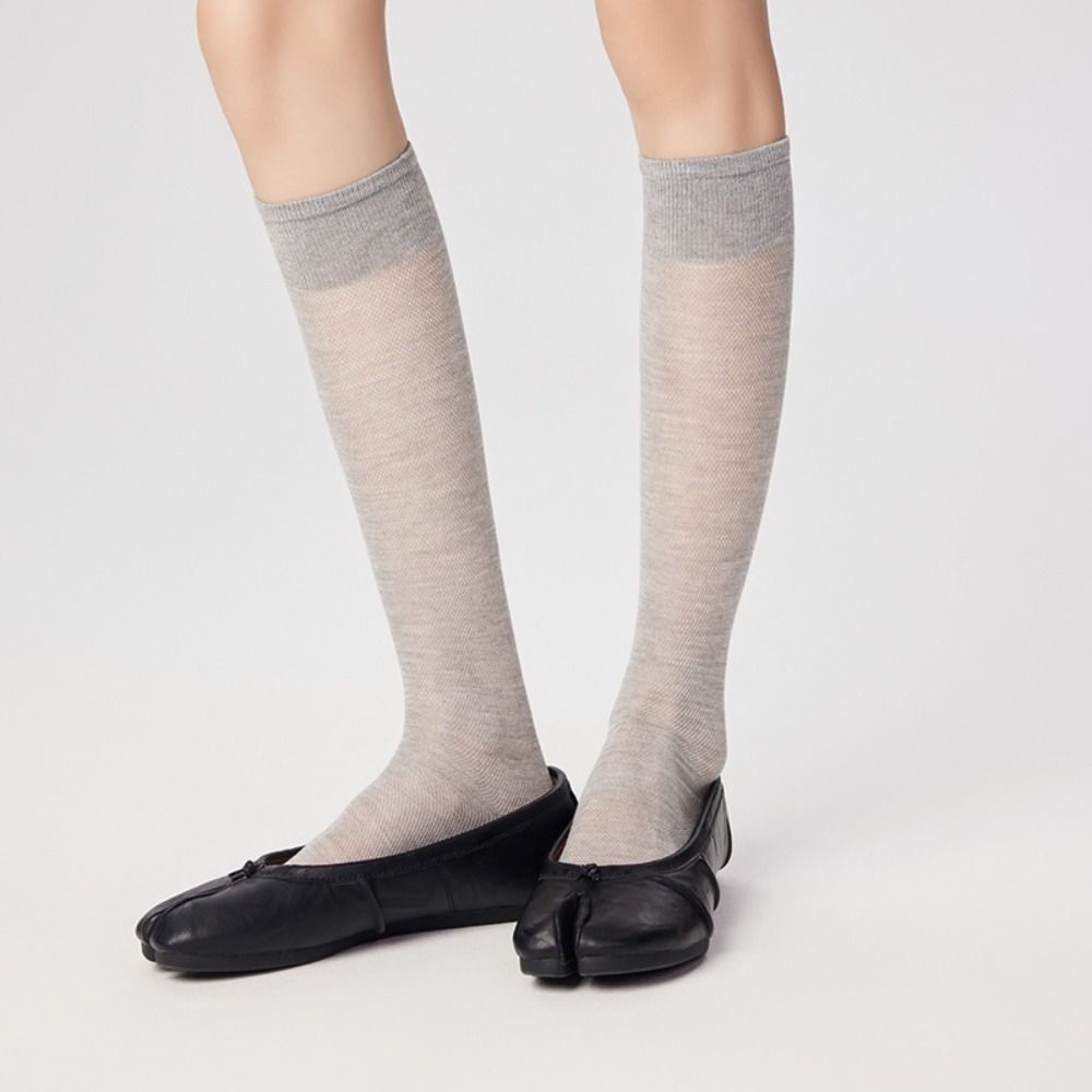 Ultra-thin Ruffle Two Toe Socks Mesh Calf Long Socks Soft Knee High Stockings  Streetwear